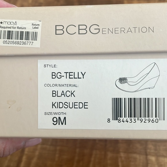 BCBG BCBGeneration BLACK Suede Telly jeweled Wedge SHOES Heels  9 - Picture 6 of 6